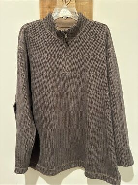 Daniel Cremieux Brown Herringbone Half-Zip Sweater